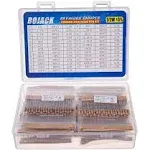 BOJACK 1000 Pcs 25 Values Resistor Kit 1 Ohm-1M Ohm with 5% 1/2W Carbon Film Res