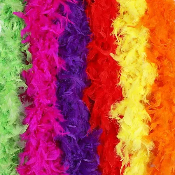 Max Fun 6PCS Colorful Party Feather Boas Bulk for Women Girls 6.56ft for Mardi Gras Party Decorations Costume Dress Up