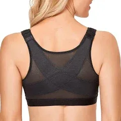 Delimira Women's Front Closure Posture Wireless Back Support Full Coverage Bra