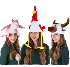 Tigerdoe Farm Animal Moving Ear Hat - 3 Pack - Party Dress Up Hats for Kids