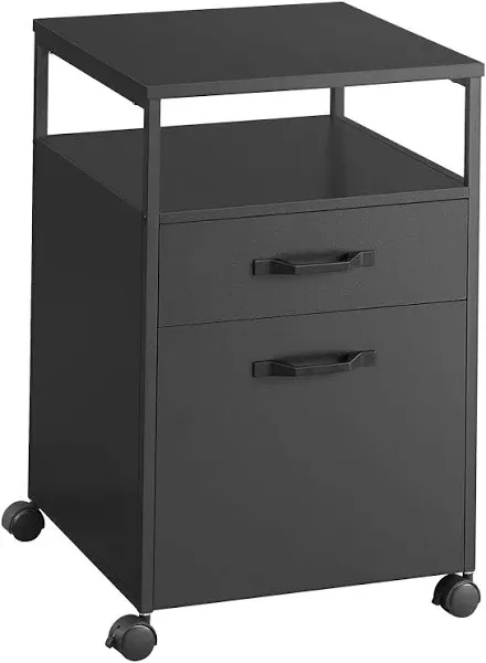 VASAGLE Mobile File Cabinet with Wheels, 2 Drawers, Open Shelf, A4,