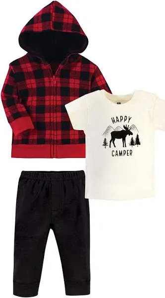 Hudson Baby Unisex Baby Cotton Hoodie, Bodysuit or Tee Top and Pant Set