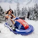 FUNBOY Winter Fun Inflatable Snowmobile, Single, Retro Single