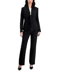 Le Suit Women's Scarf-Collared Blazer and Side-Zip Pants Set