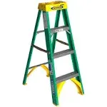 Werner 363 Single Sided Step Ladder with Pail Shelf, 250 Lb., 3 in, Front x 1-1/8 in Rear