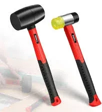 SHALL 2-Piece Rubber Mallet Hammer Set 16oz Rubber Hammer Mallet & 40mm Double-Faced Soft Mallet