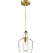 HYDELITE Modern Brushed Gold Pendant Light Clear Glass Adjustable Cord Lighting