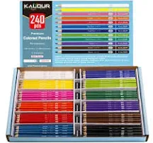 KALOUR Premium Colored Pencils,Bulk Classpack,12 Assorted Vibrant Colors,240 Count Total,School Classroom Supplies For Kids Teachers,Pre-sharpened