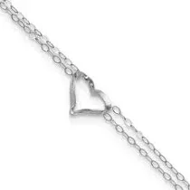 14k Double Strand Heart 9 Inch with 1 Inch extension Anklet QANK173-9