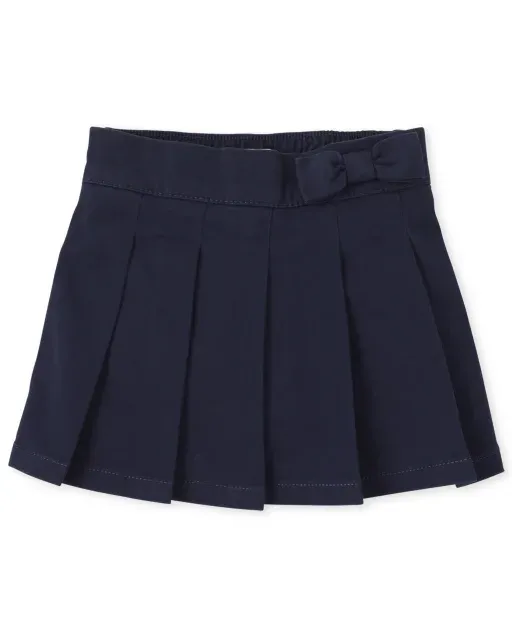 Toddler Girls Uniform Bow Pleated Skort - Tidal