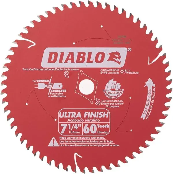 Diablo D0760A Ultra Fine Finishing Circular Saw Blade, 60-Tooth x 7-1/4&#034;