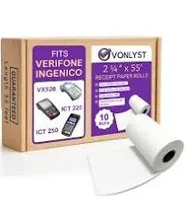 Thermal Paper Roll 2 1/4 X 55 for Verifone Vx520 Ingenico ICT220 ICT250 FD400 (1