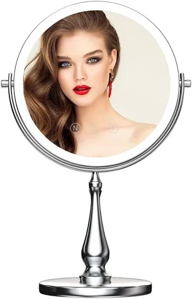 WIZCHARK 9" Large Lighted Makeup Mirror 1X/10X Magnifying Vanity Mirror with 3 Colors Dimmable Lightning