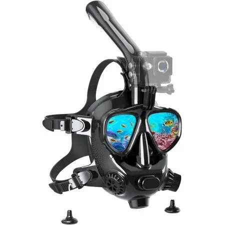 SMACO Full Face Snorkel Mask Adults with Camera Mount,Scuba Diving Mask with Anti-Fog Anti-Leak,Snorkling Mask Kit Compatible with S400/S400 Pro/S700/