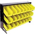 ToolUSA Sheet Metal Display Rack | Black Powder Coat with 24 Yellow Bins 11" x 3" x 4" | Overall Size 32" x 23" x 11" | Easy Assembly & Sturdy Design for Organized Storage