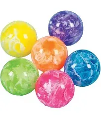 Fun Express Neon Marbleized Bouncy Balls - Bulk Set of 48 Small bouncey Balls