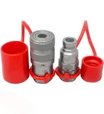 Summit Hydraulics 1/4" NPT Flat Face Hydraulic Quick Connect Coupler Set w/Dust Caps