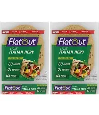 Flatout Flatbread, Light Italian Herb Wraps, Perfect for Use as Sandwich Bread, Pizza Crust, Tortillas, Wraps and More, 8 Flatbreads, 2 Pack