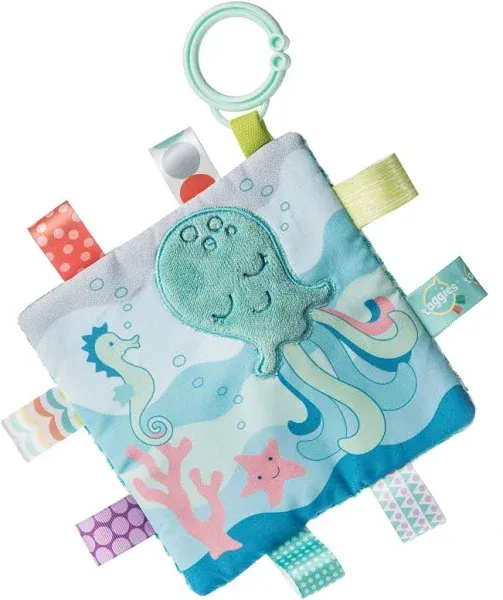 Taggies Crinkle Me Toy with Baby Paper & Squeaker, 6.5 X 6.5", Sleepy Seas Octopus