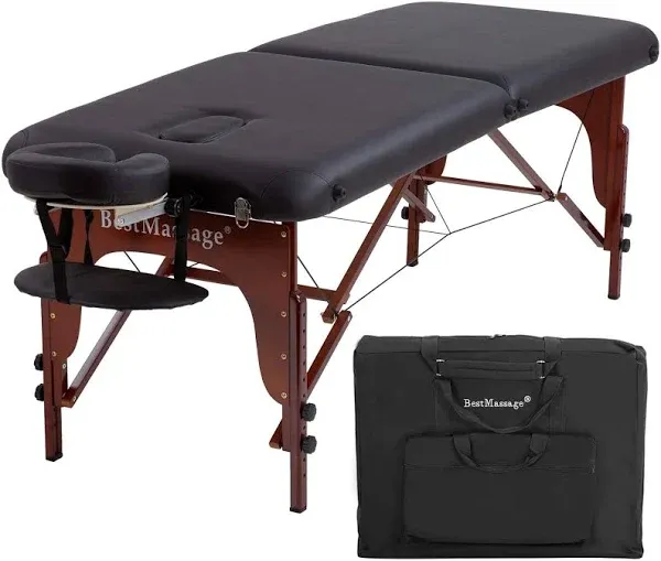 Massage Table Portable Massage Bed 2 Fold Lash Bed Spa Bed Hight Adjustable Spa Bed Facial Cradle Salon Bed W/Carry Case