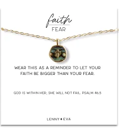 Lenny & Eva Faith Over Fear Necklace-Abalone Cross