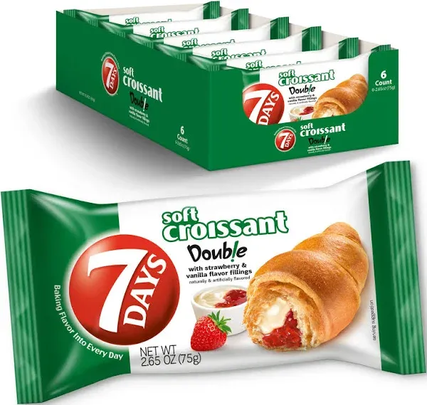 7Days Soft Croissant, Strawberry &amp; Vanilla Filling (Pack of 6)