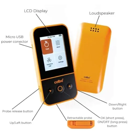 EMF Meter Radiation Detector Geiger Counter, TDS Water Tester,and Nitrate Tester. Colbo SafeCheck 4-in-1, Food and Water Quality Measuring, Radiation Meter, and Nuclear Survival Gear