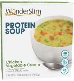 WonderSlim Protein Soup Chicken & Vegetable Cream 7ct