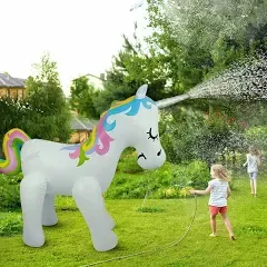 Float Joy Giant Inflatable Unicorn Sprinkler Unicorn Water Toys for Summer Yard 