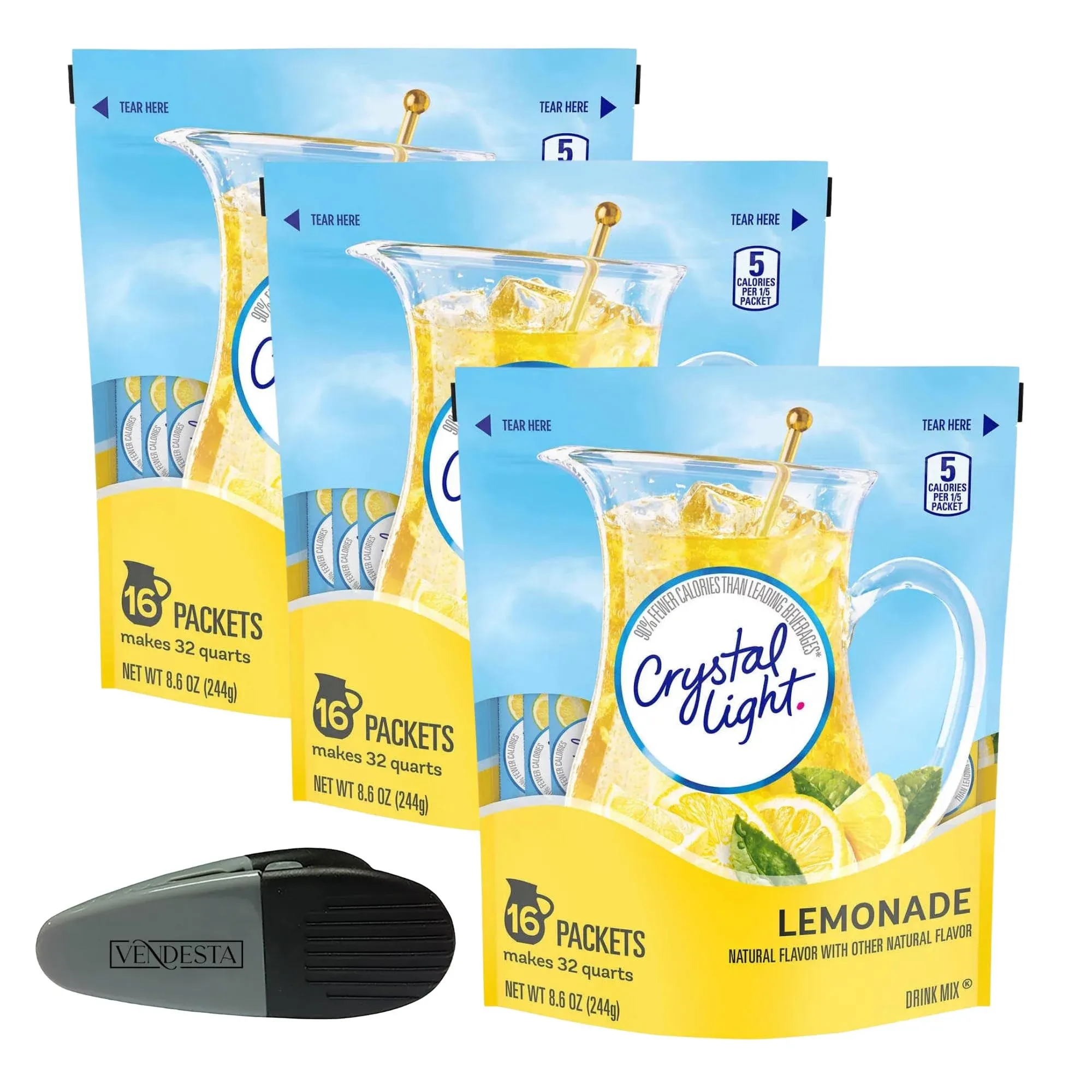 Crystal Light Lemonade Pitcher Packets Bundle, Three - 16 Pitcher Packs