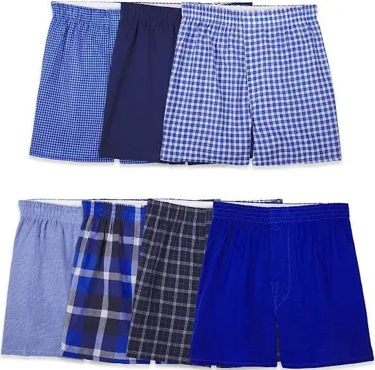 Fruit of the Loom Boys Plaid Boxers Moisture Wicking Relaxed Fit 7pk Size 10-12