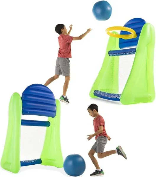 "Giant Double-Sided Inflatable Aim 'n Score Basketball and Soccer Game"