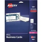 Avery Print-to-the-Edge Microperf Business Cards w/Sure Feed Technology, Color Laser, 2x3.5, White, 160 Cards, 8/Sheet,20 Sheets/PK