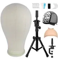 Wig Head 23&#034; Wig Stand Tripod with Mannequin Head,Wig Head Stand Canvas Head