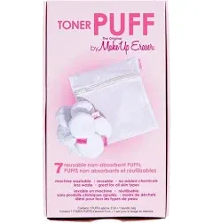 MakeUp Eraser Toner Puff 7pc Set, Reusable and Machine Washable Rounds, Laundry Bag Included