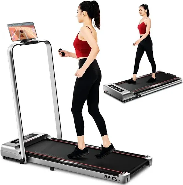 RHYTHM FUN Foldable Treadmill, 300 lb Capacity Walking Pad 2.5HP Treadmill Under Desk, Portable Treadmill for Home and Office, Folding Treadmill 2 in 1 with Remote Control, LED Display