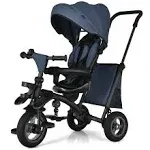 7-In-1 Baby Folding Tricycle Stroller with Rotatable Seat-Blue - Color: Blue