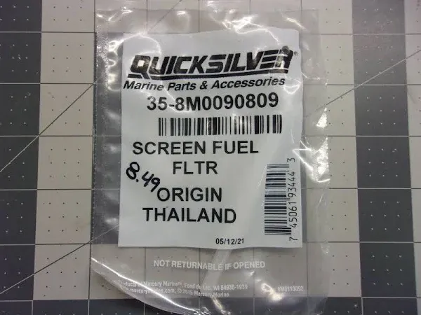 Mercury/Quicksilver 35-8M0090809 Outboard Fuel Filter Screen 75-115HP-115 HP ProXs 2.1L EFI Four Stroke-150HP EFI Four Stroke-200-400HP L6 Verado