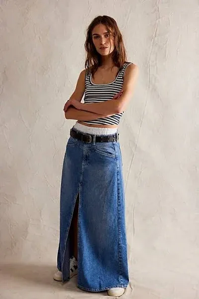 Free People Women's Come As You are Denim Maxi Skirt