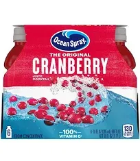 Ocean Spray 100% Juice, Cranberry - 6 pack, 10 fl oz bottles