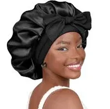 YANIBEST Satin Bonnet Silk Bonnet for Sleeping Double Layer Satin Lined Hair Bonnet with Tie Band for Women Curly Hair