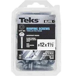 teks 12 x 1-1/2" Hex Drive Hex Washer Head Roofing Screws