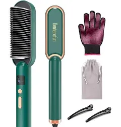 Benherofun Instant Heat No Scald Straightening Comb Brush Green Opened Box NEW