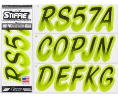 Stiffie Whipline Black 3" Alpha-Numeric Registration Identification Numbers Stickers Decals for Boats & Personal Watercraft