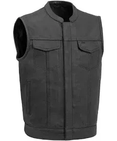 Men&#039;s Leather Motorcycle Club Vest ( Size Large ) Sharp Shooter FIM689NOC