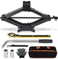 Scissor Jack Set- 2 Ton (4409 lbs) Car Jack Kit Auto - Smart Mechanism with Hand Crank/Wrench/Lug Wrench Thickened Base for Car SUV MPV