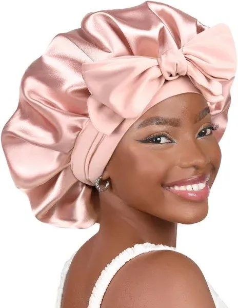 YANIBEST Satin Bonnet Silk Bonnet for Sleeping Double Layer Satin Lined Hair Bonnet with Tie Band for Women Curly Hair