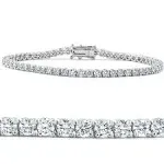 18k White or Yellow Gold Round Moissanite Tennis Bracelet 6cttw 7" Women\'s