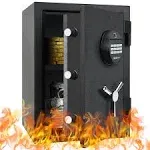 MAXSafes Biometric Fingerprint Fireproof Safe Box, Digital Fire Proof Home Safe with Removable Shelf, Fireproof Home Safe for Money, Documents.