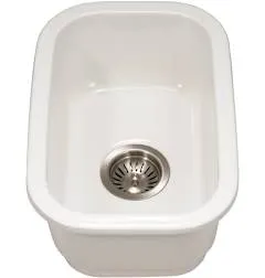 Houzer PTB-1318 Platus Fireclay Series 13 inch Undermount Single Bowl Bar Sink